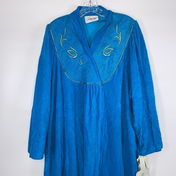 Vintage Vanity Fair Peacock Blue Robe 80's NWT Size XL RARE - Picture 4 of 11